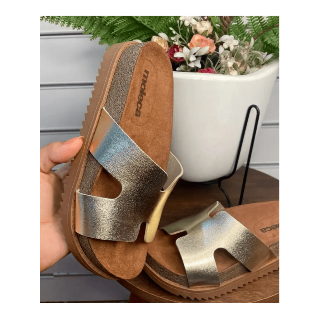 Papete Feminino Chinelo Tamanco Slide Flatform Conforto Moleca 5500.100 Original