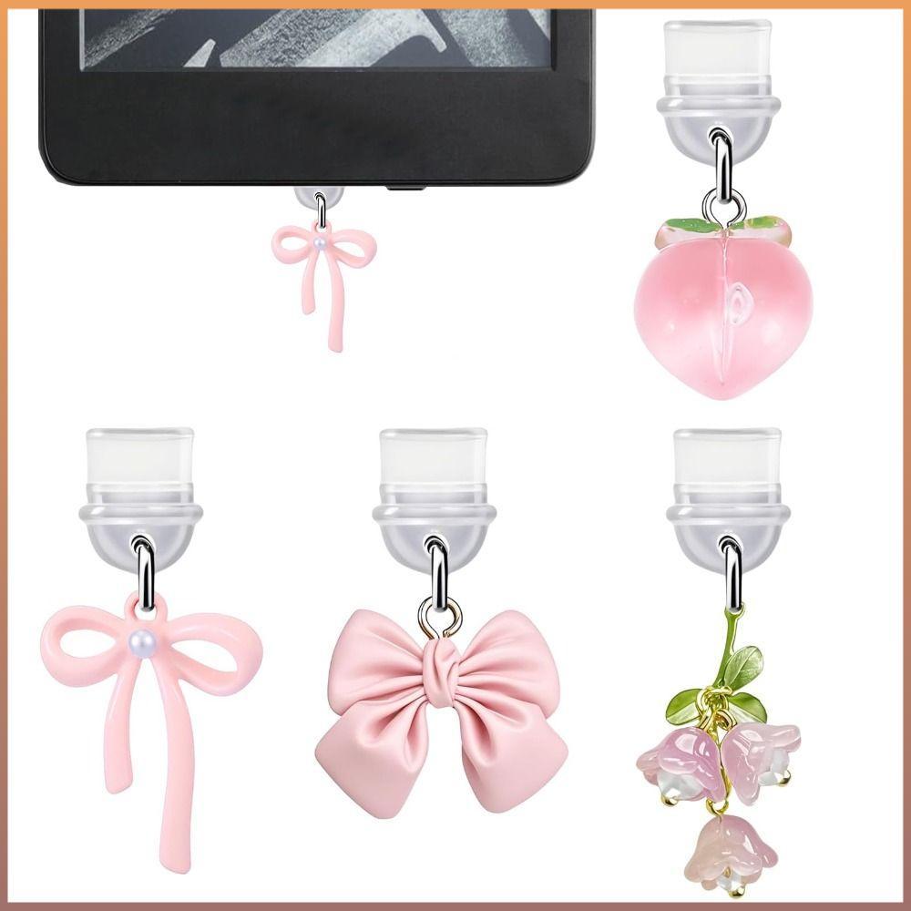 4 Pçs/set Dust Plug Charm , DIY Bowknot Design Protetor De Porta De Carregamento , Plugues Anti-Poeira Para Kindle
