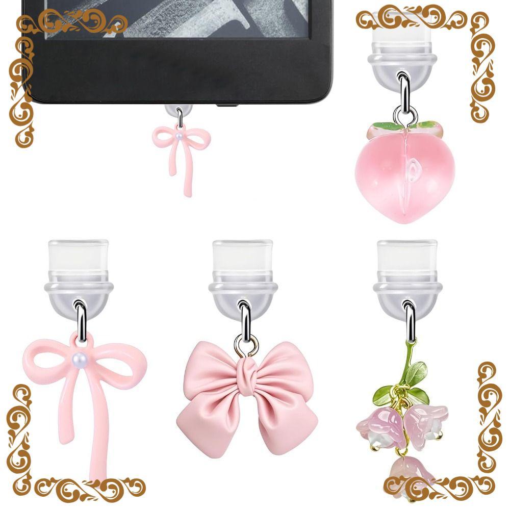 PEONYQ 4 Pçs/set Dust Plug Charm , Bowknot Design DIY Protetor De Porta De Carregamento , Plugues Anti-Poeira Para Kindl