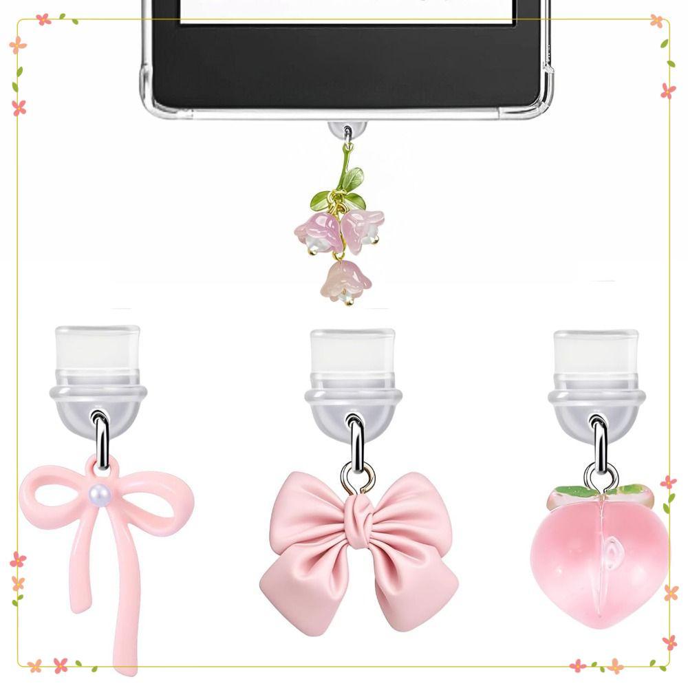 4 Pçs/set Dust Plug Charm , Bowknot Design Protetor De Porta De Carregamento , Plugues Anti-Poeira Para Kindle