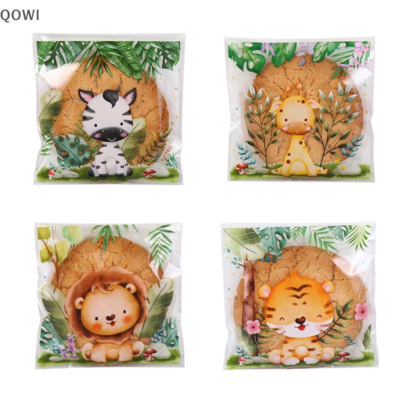 qo 50 Pçs/Saco Selva Animal Auto Vedação Sacos De Doces De Biscoito Um Tema Decoração De Festa De Aniversário Crianças P