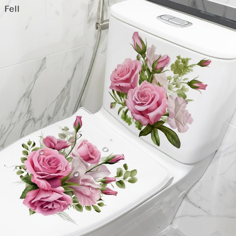 [Fel] Rosa Tema Toalete Stier À Prova Dwaterproof Água Banheiro Capa De Auto Adesivo Fácil Decoração Para Casa Venda Que