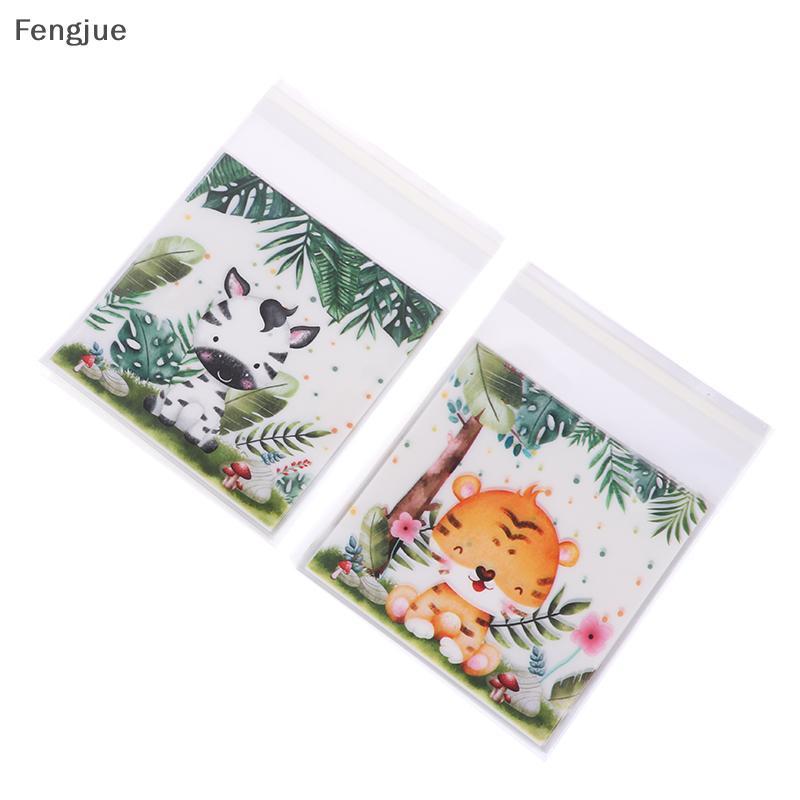 Fengjue 50 Pçs/Saco Selva Animal Auto Vedação Sacos De Doces De Biscoito Um Tema Decoração De Festa De Aniversário Crian