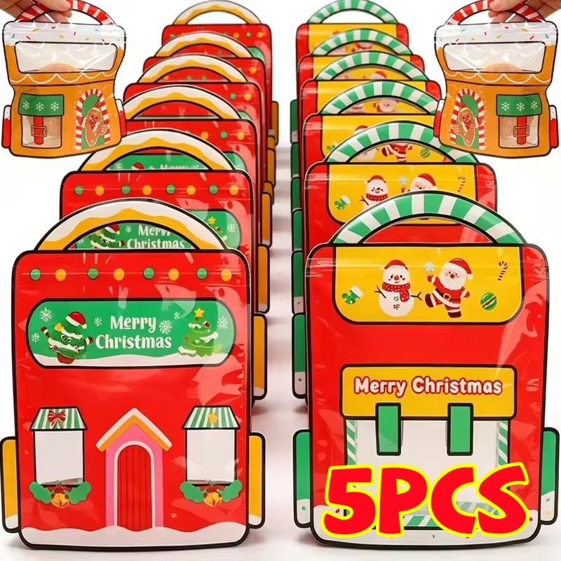 Saco De Embalagem De Doces Com Tema De Natal Dos Desenhos Animados Portátil-Auto-Vedação Lanche Embrulho Bolsa Decoração