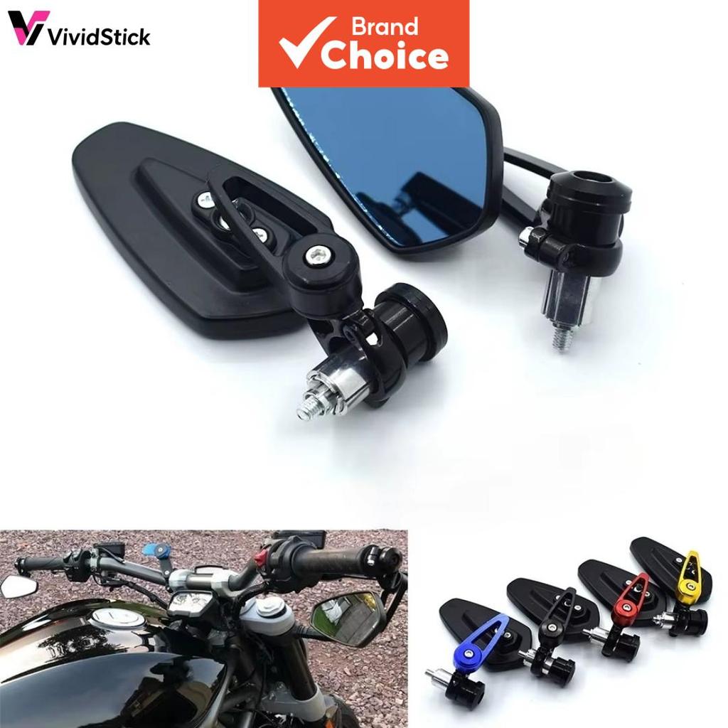 Vividstick 2pcs Motocicleta Barra Final Espelho Retrovisor Convexo Visão Ampla 22mm Universal Para Scooter De Bicicleta