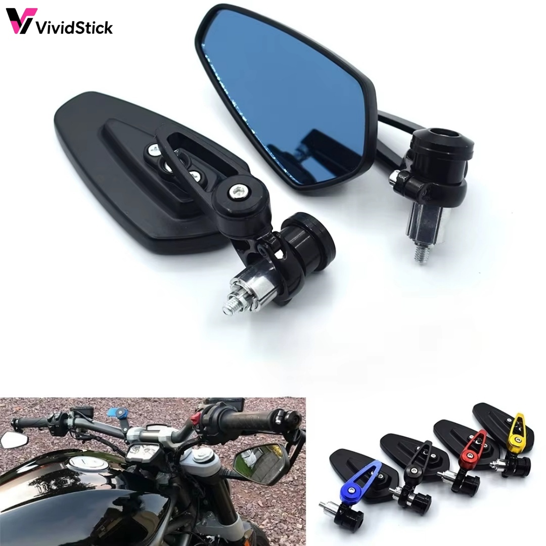 Vividstick 2pcs Motocicleta Barra Final Espelho Retrovisor Convexo Visão Ampla 22mm Universal Para Scooter De Bicicleta