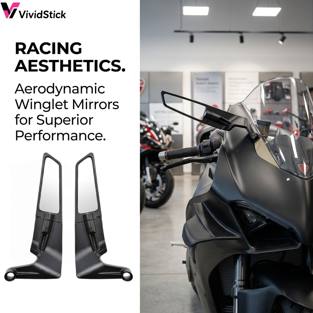 Vividstick Espelho Retrovisor Giratório Ajustável , 2 Peças , Para Sportbike , Bicicleta Nua , Lateral Aerodinâmico Univ