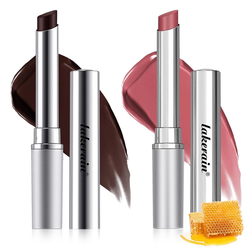 WEEMAY 2 Peças Batom Honey Noir, Bálsamo Labial Hidratante Profundo com Tonalidade de Cereja Preta, Brilho Labial Nutrit