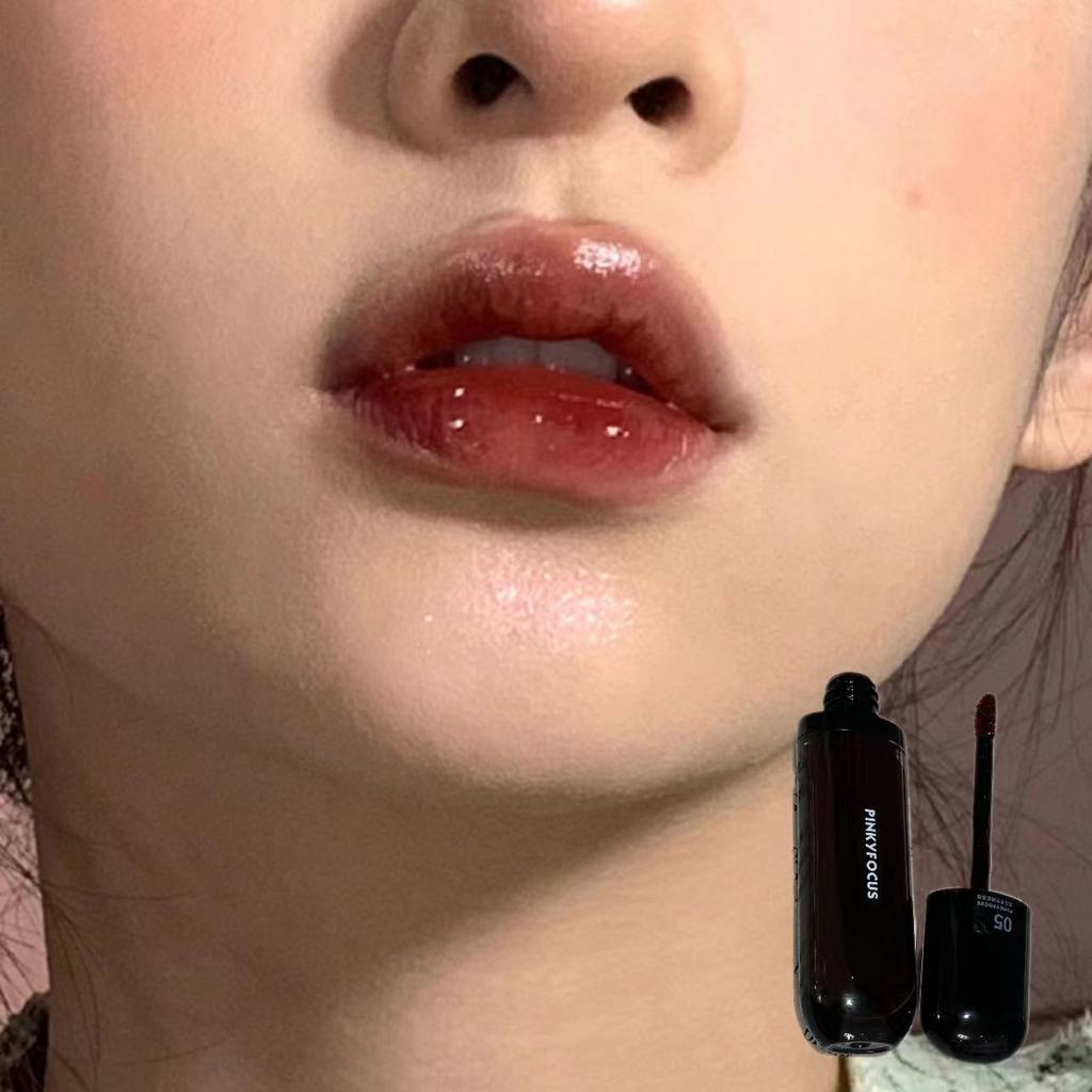Rush labial profundo!Produtos domésticos impopulares nicho marca flor preta brilho de água espelho hidratante brilho lab