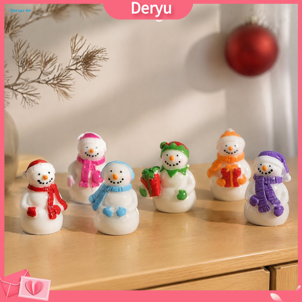 Miniature Snowman Figurines Christmas Tree Mini Decorations 2pcs Small Resin Winter Xmas Micro Landscape Ornaments for D