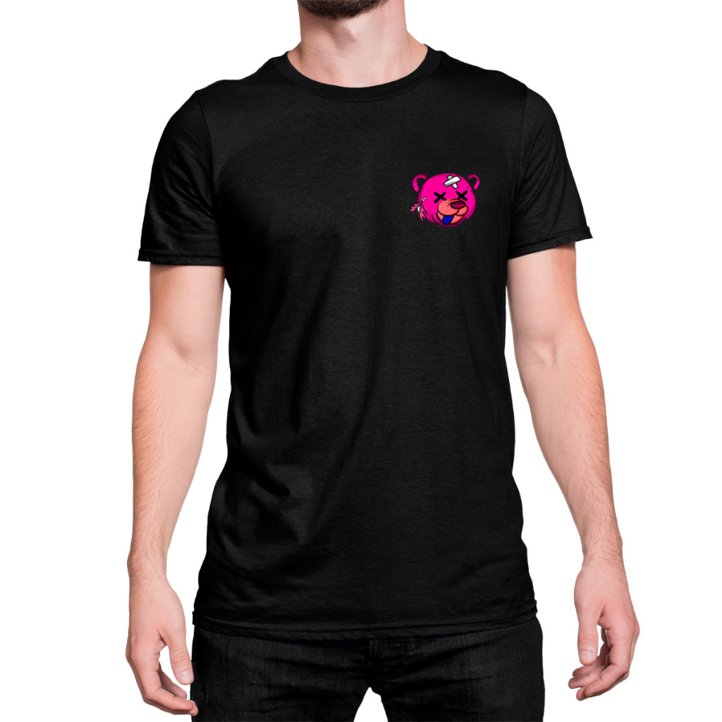 Camisa Moderna Moda Masculina Logo Urso Rosa No Peito Ref12 Manga Curta Leve Confortavel Algodão
