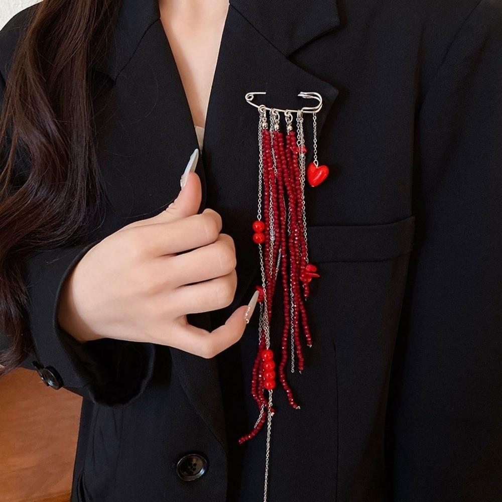 Alfinetes De Corrente Com Borla FALLFORBEAUTYEJ , Broche De Contas De Coração E Estilo Luxuoso Leve , Peito