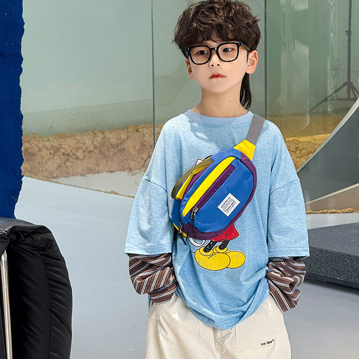 2026 novo estilo esportes ao ar livre bebê menina cintura saco leve moeda bolsa crianças contraste cor saco de peito men