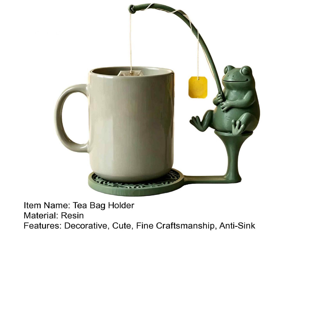 Cute Resin Tea Accessories Fishing Friends Bag Holder – Teabag String Keeper Fun Kitchen Counter Decor Novelty Gift fo