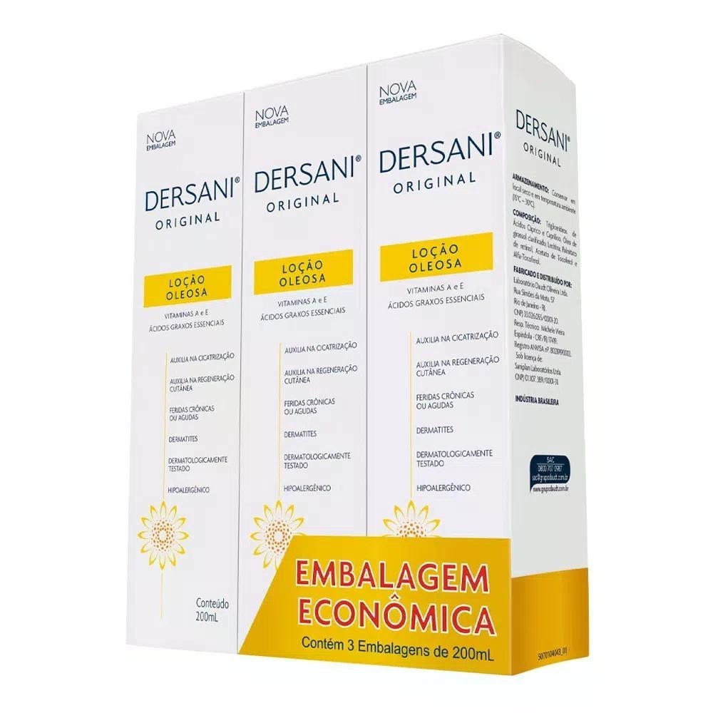 Dersani Loção Oleosa Original 3 Unidades Com 200ml Cada