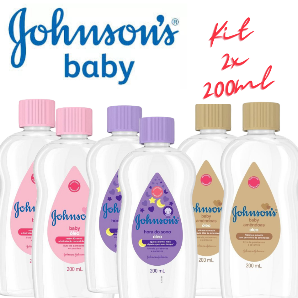 KIT 2x Unidades Óleo Johnson's Baby Puro, Hora do sono ou Amêndoas 200ml cada
