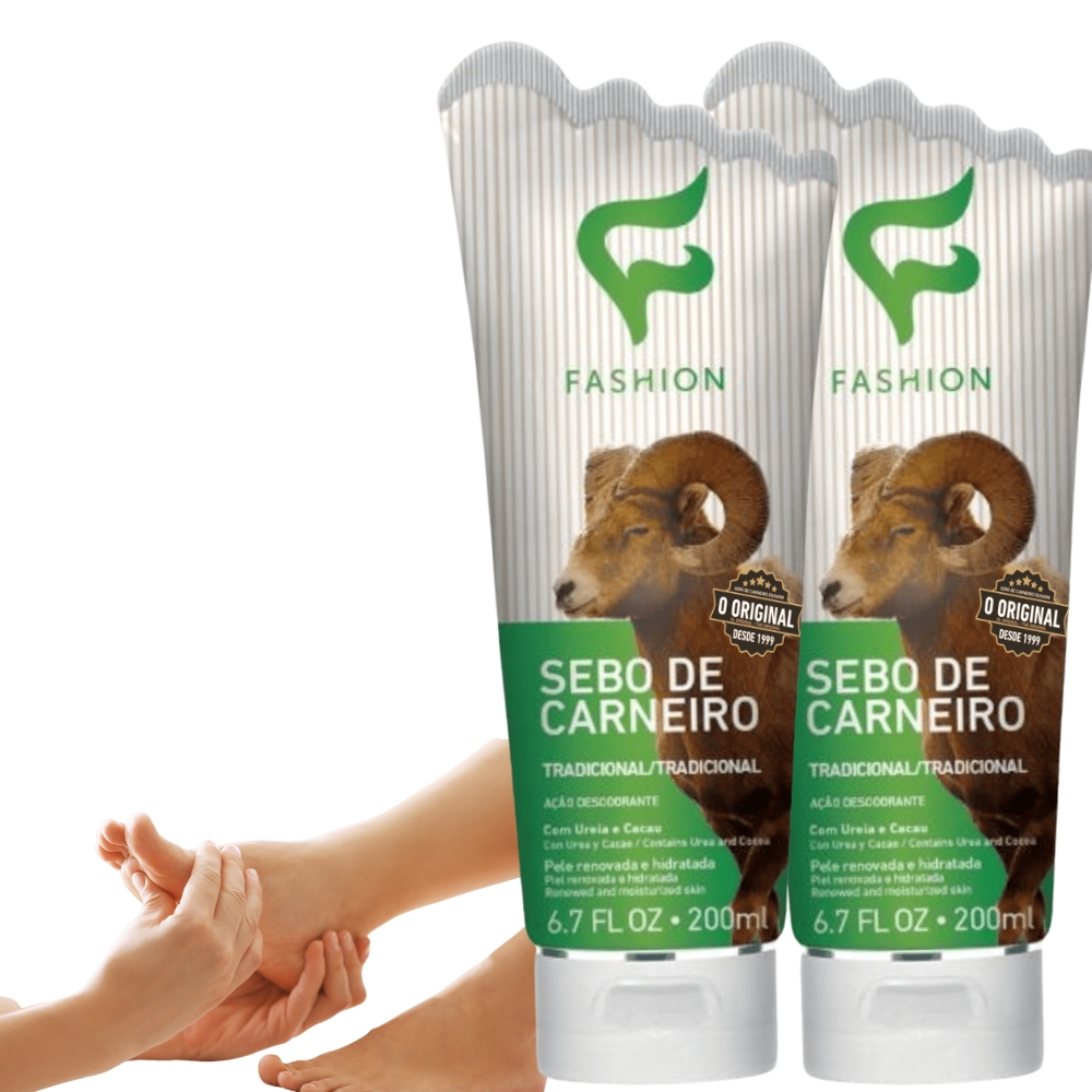 Creme Sebo de Carneiro Tradicional Fashion – Kit 2 Unidades 200ml com Ureia e Extrato de Cacau