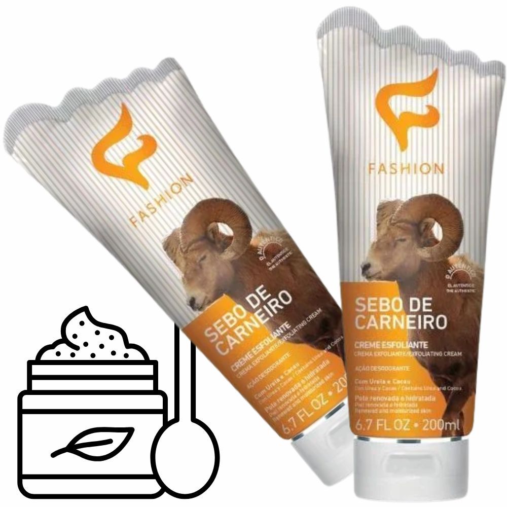 Creme Sebo de Carneiro Esfoliante Fashion – Kit com 2 Unidades 200ml | Esfoliação Suave e Nutrição