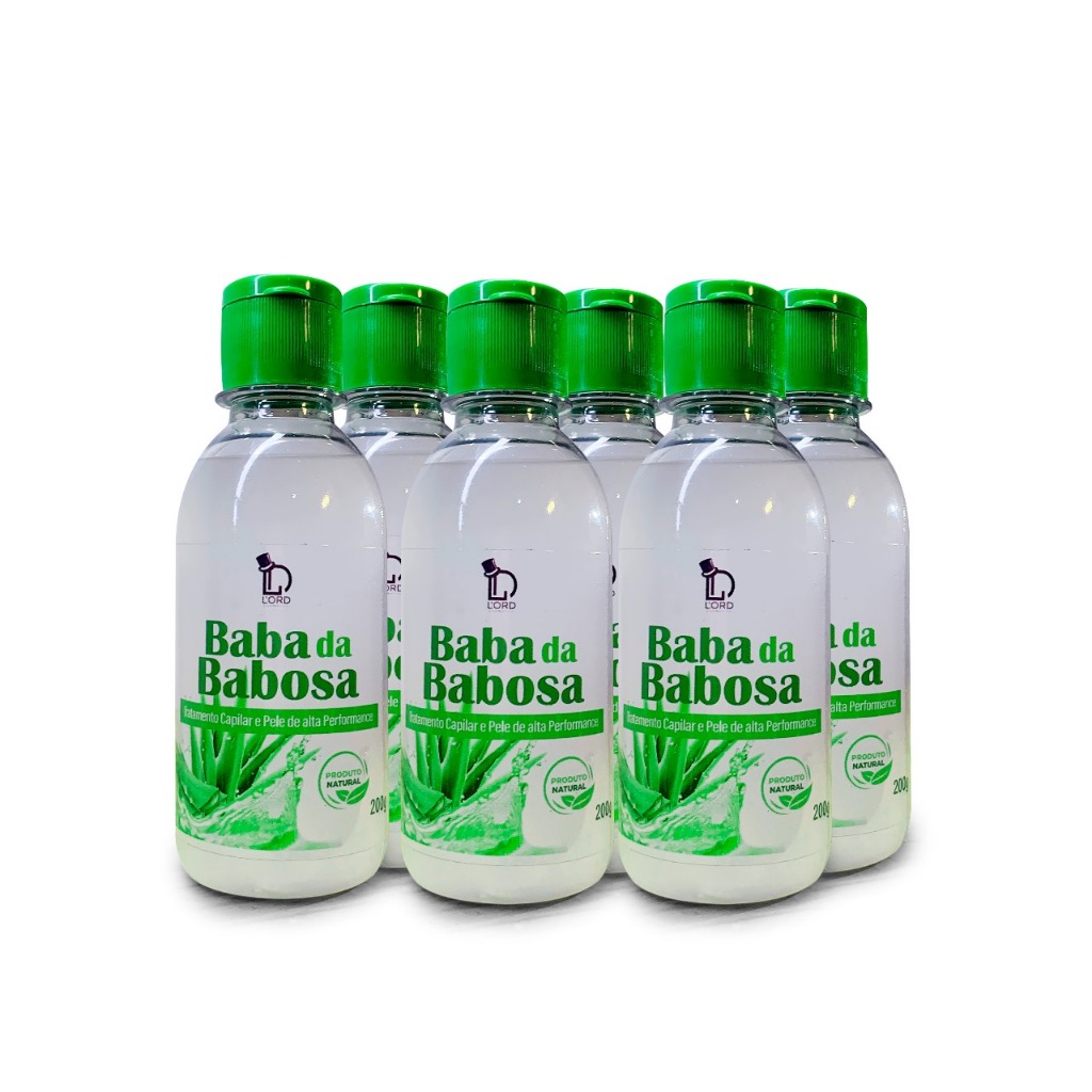 Baba da Babosa 200ml – Aloe Vera Natural – Lord Cosmetics – Cabelos e Pele kit 12 unidades