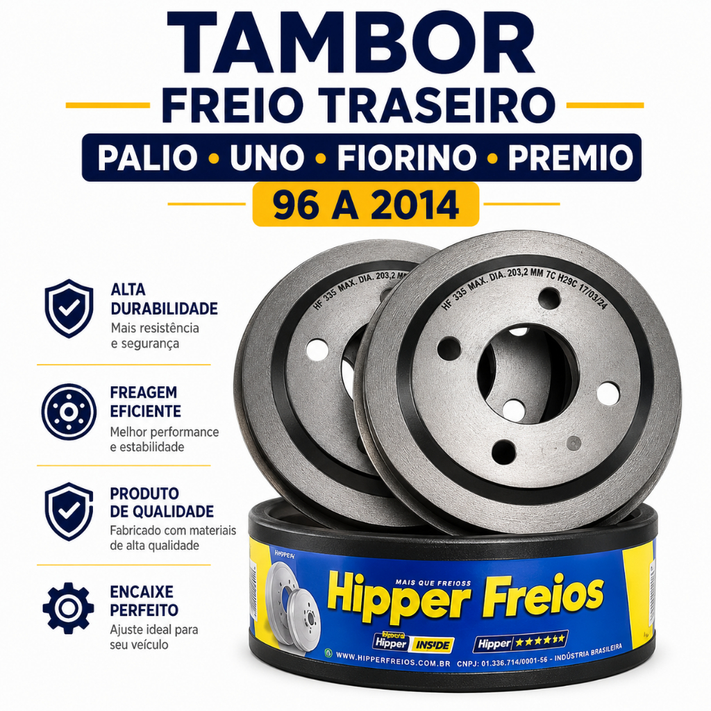 Par Tambor Freio Palio Uno Fiorino Premio 96 A 2014 Traseiro S/cubo