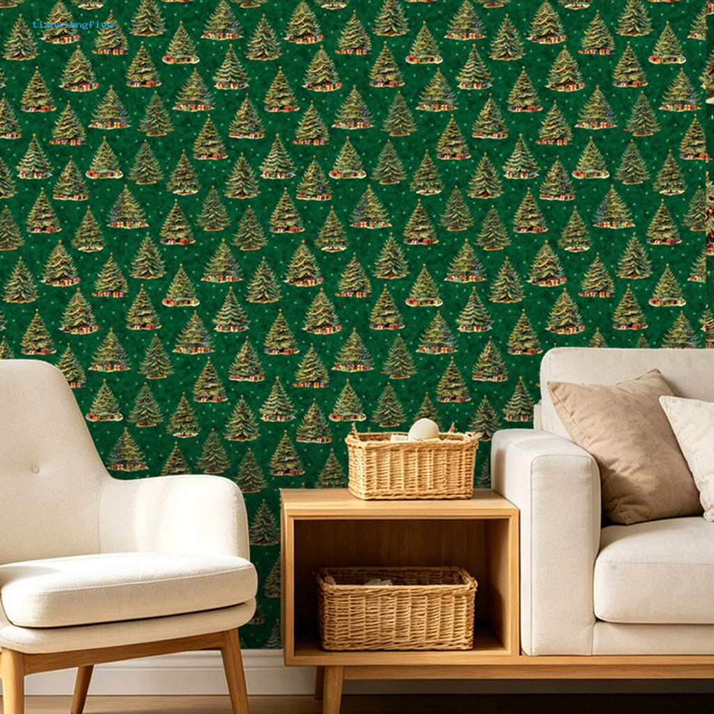 Christmas Wall Stickers for Home Decor Retro Tree Decals Decal Holiday Pine Backdrop Peel and Stick Removable Art for Wi