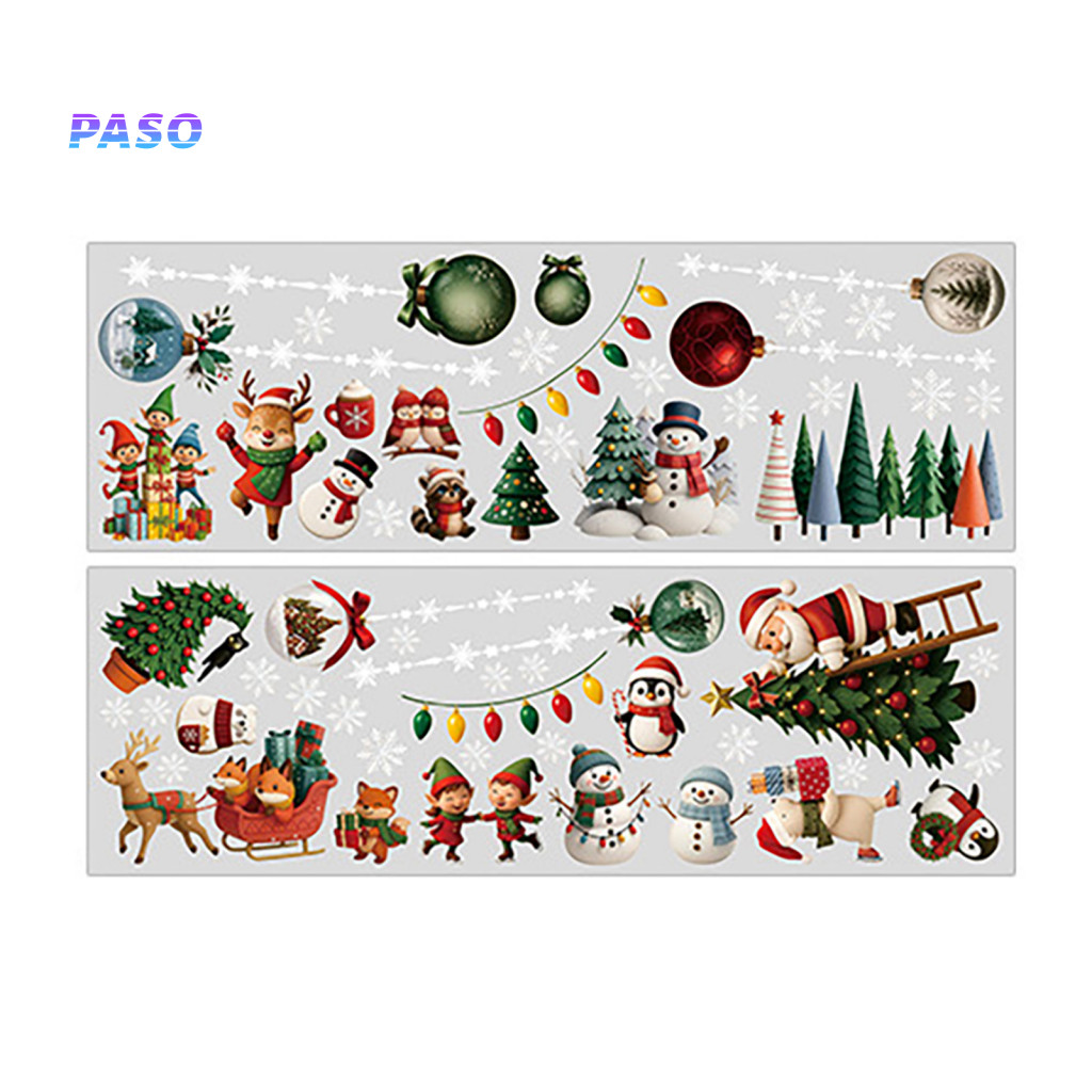 Diy Wall Art for Kids Room Window Decals for Home Decoration 2pcs Christmas Clings Stickers Pvc Removable Snowman Pengui