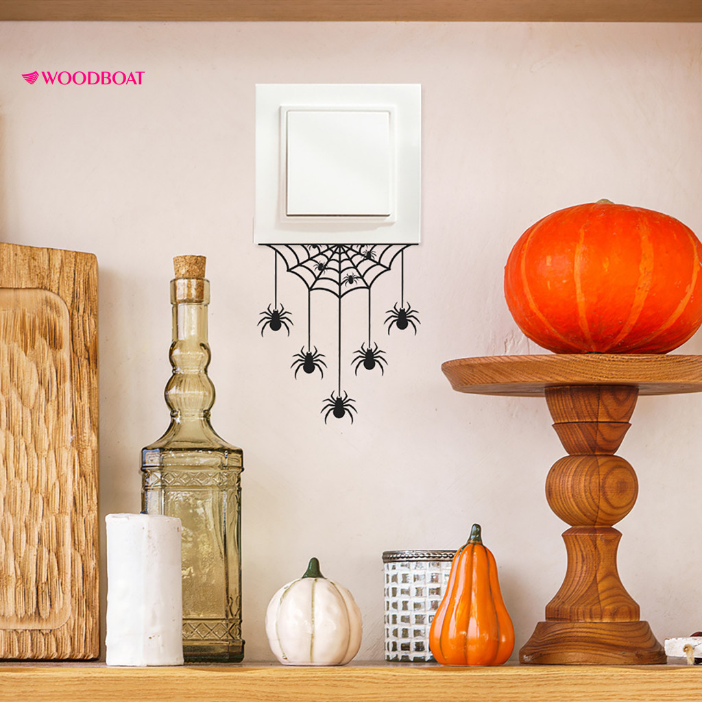 Removable No Residue Switch Cover Halloween Spider Web Light Sticker Waterproof Pvc Decal Upside Down Wall Art for Home