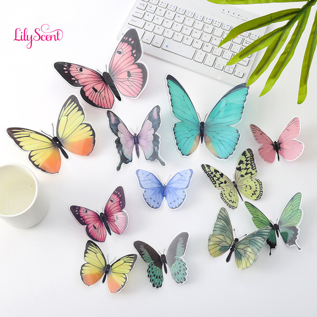 Butterfly Bedroom Decor 3d Colorful Wall Decals Removable Stickers Diy Art for Baby Room Tv Background Home Murals Easy