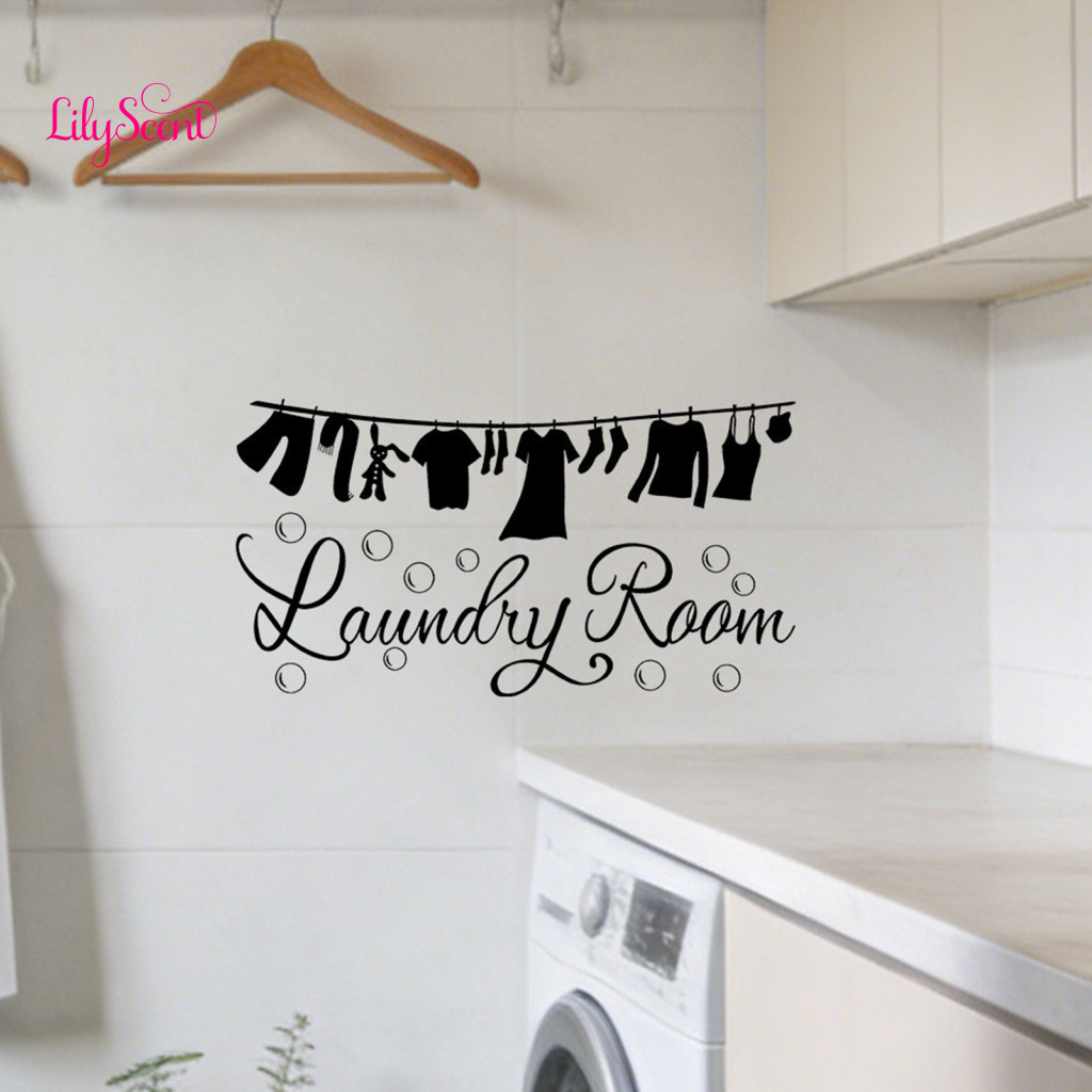Waterproof Wall Sticker Funny Laundry Room Decals Pvc Removable Peel and Stick Quotes Diy Art Stickers for Laundromat De
