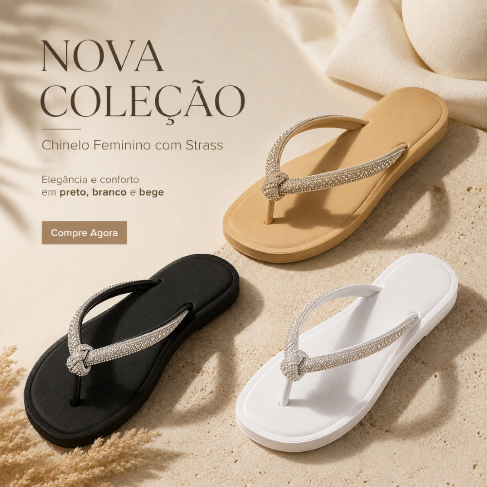 Chinelo Elegance Com Brilho Feminino Design Moderno E Macio Várias Cores Para Combinar Looks