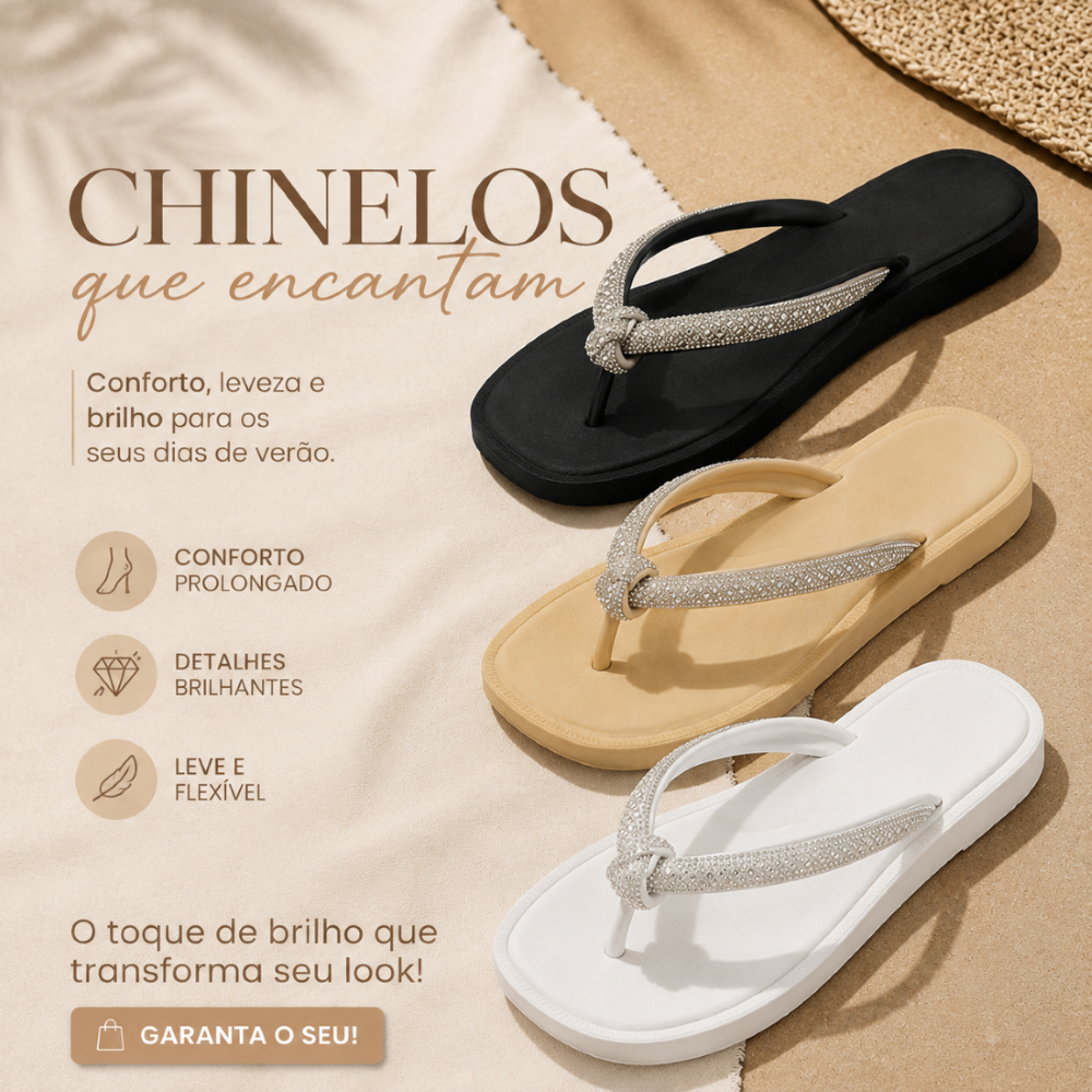 Chinelo Feminino Colorido  Elegance Com Strass Leveza E Estilo Escolha Certa Para Compor Seus Looks
