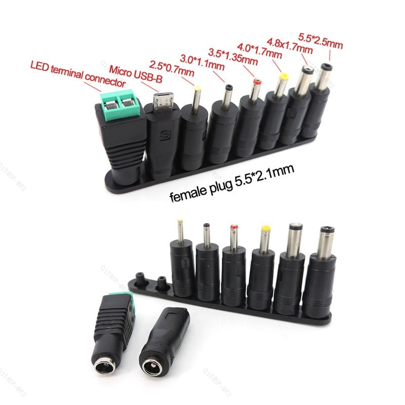 8 Pontas 5.5x2.5mm 4.0x1.7 3.5x1.35mm 4.8x1.7mm DC Macho Fêmea terminal Adaptador De Alimentação AC Conector Universal P