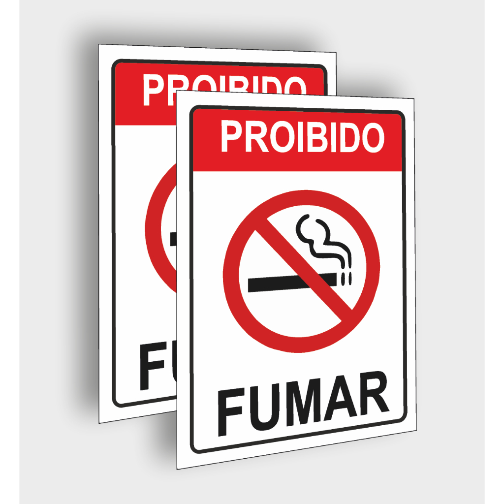 Placas de sinalização proibido fumar com dupla face no verso 20x15 cm