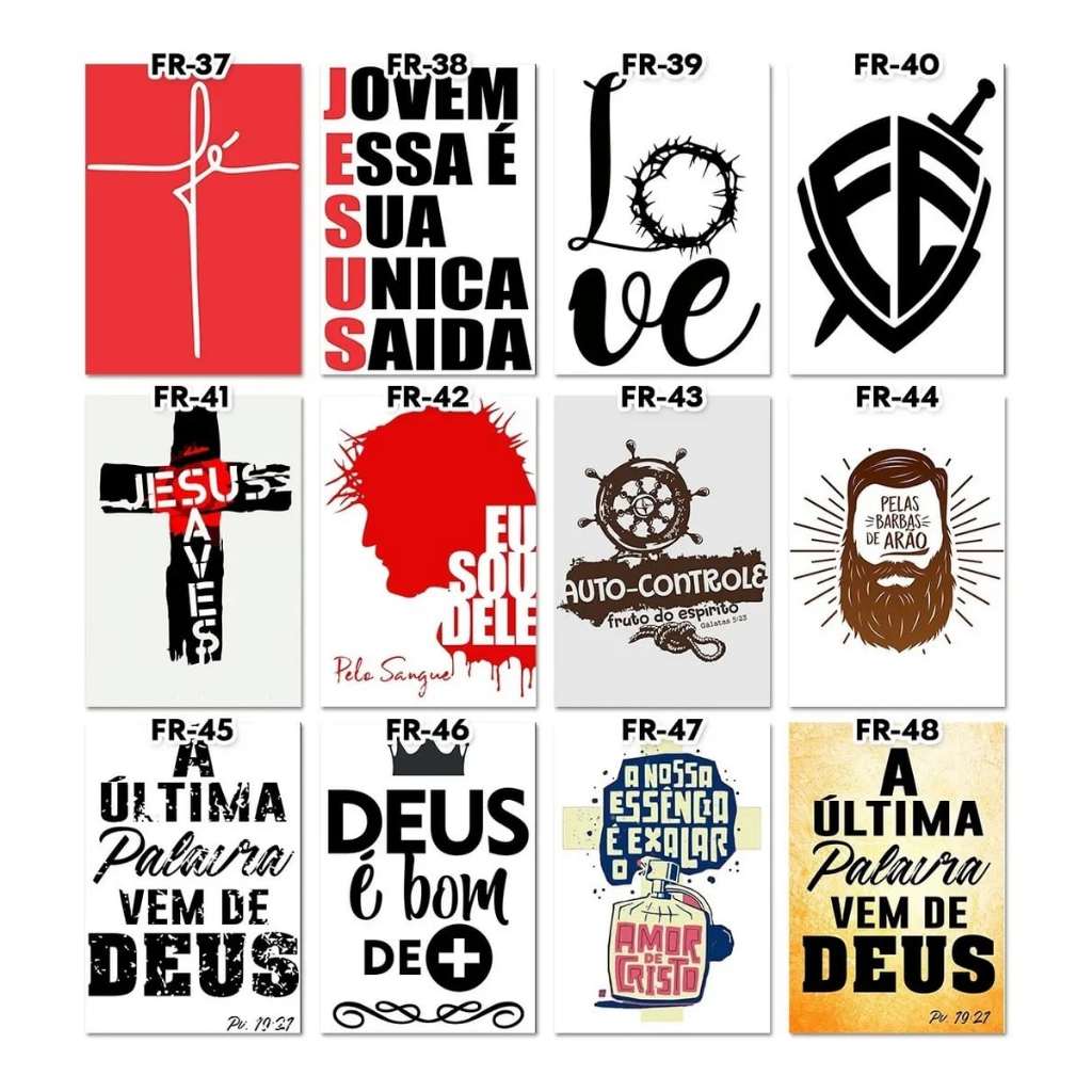 Kit 05 Placas Quadro Decorativas Cristãs 20x15 Mdf Frases Fé