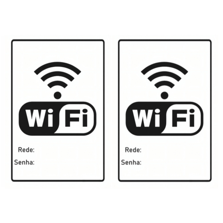 Kit 2 Placas Sinalizadoras Aqui tem Wifi Wi Fi Senha 20x30cm 20x15 Comércio Chácara Casa