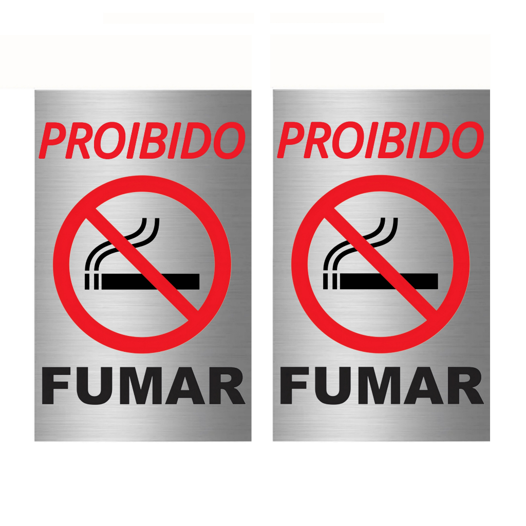 Kit 2 Placas Metálicas Proibido Fumar Neste Local Metal 20x15 Sinalização Comércios Restaurantes