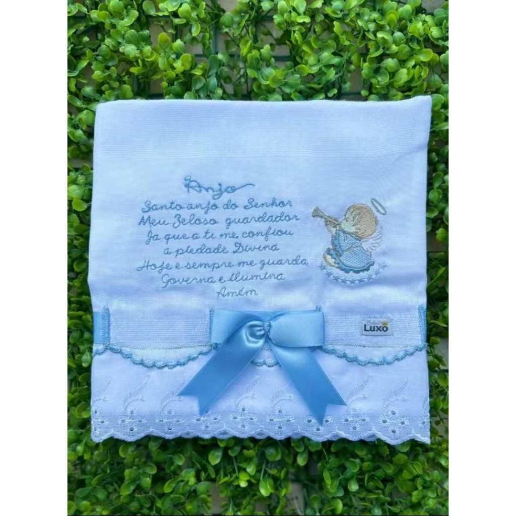 Fralda Bordada Oração Santo Anjo - Grande 70x70