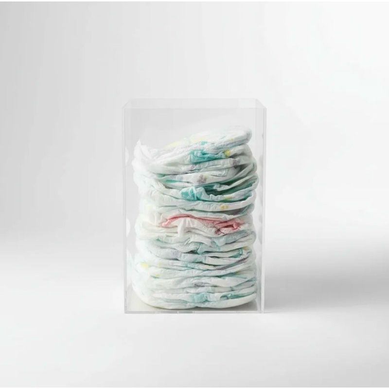 Organizador de Fraldas em Acrílico Cristal | Expositor Porta Fraldas para Quarto de Bebê | Suporte Fraldas Descartáveis