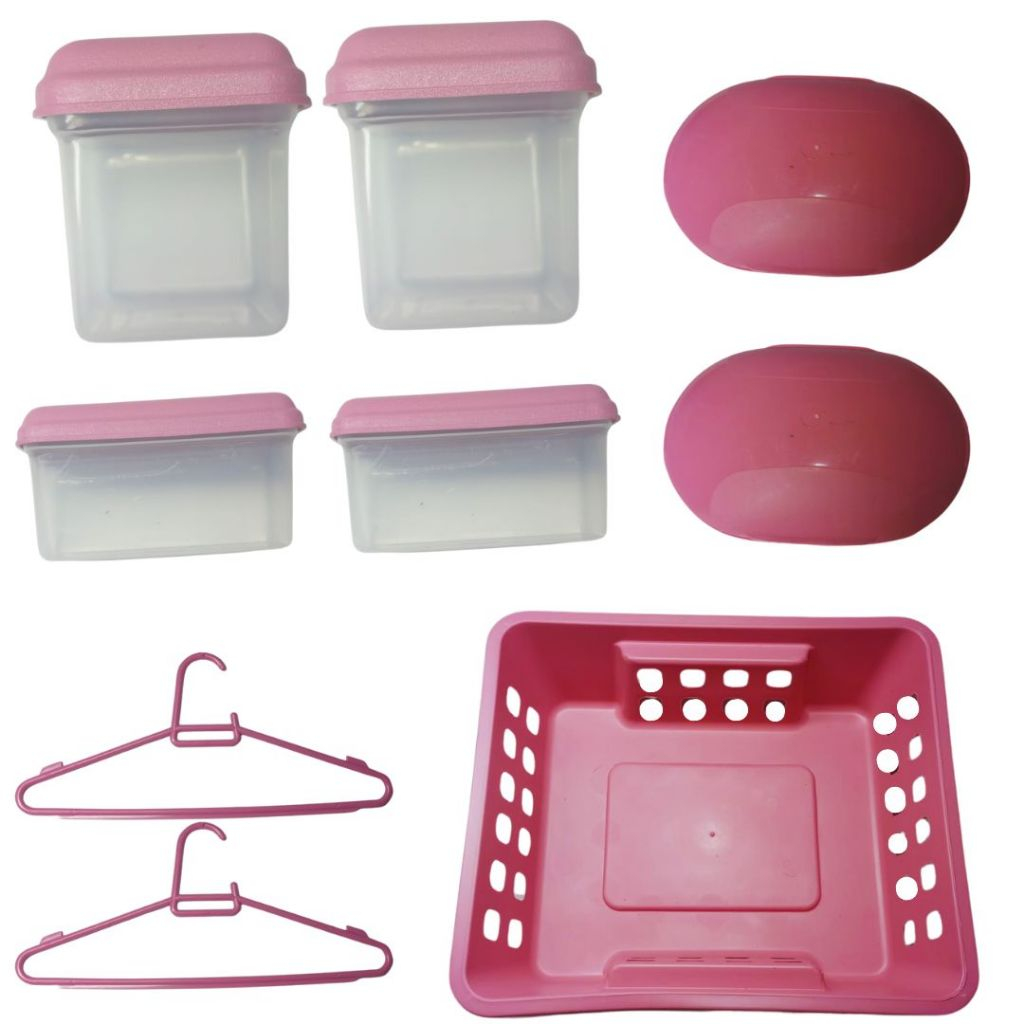 Kit Organizador e Higiene Infantil Cesto Fraldas Saboneteira Potinhos para cotonete algodão Cabides