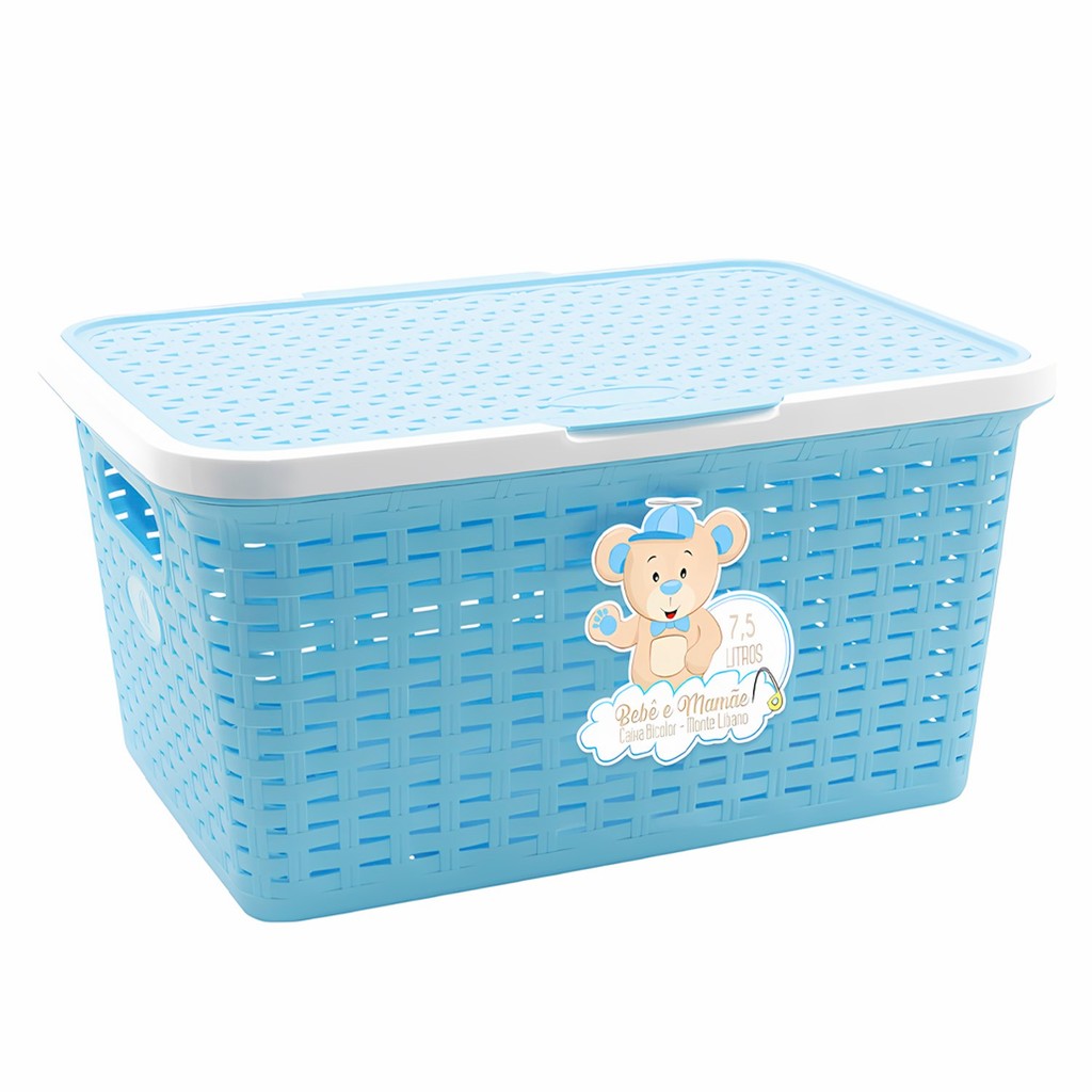 Caixa 7,5 L Bicolor Com Tampa Azul Para Organizar Fraldas Roupas E Acessórios Do Bebê

 - Monte Libano