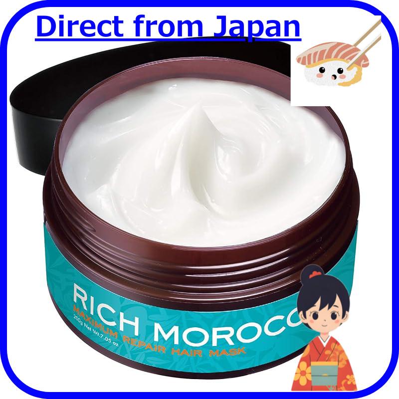 Rich Moroccan Maximum Repair Hair Mask [200g x 2 units / Rinse-off Treatment] Argan Oil (Made in Japan) Hair Pack Salon-