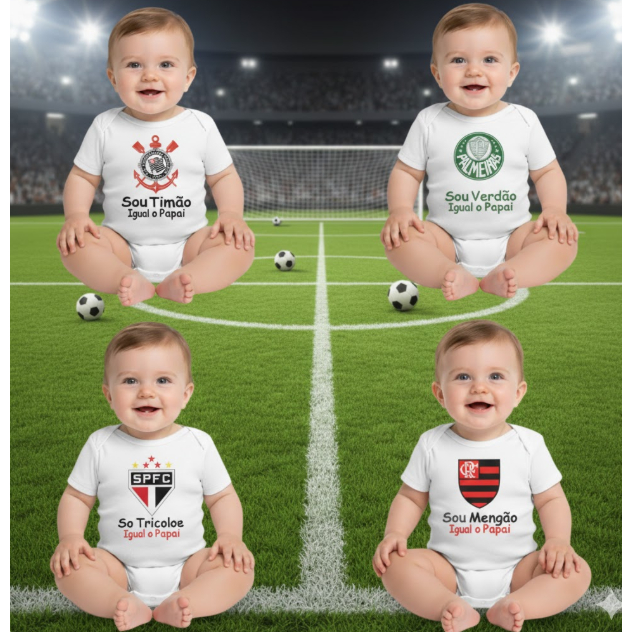 Body Bebê Time Futebol Torcedor Jogador Presente Frase Sou ... Igual o Papai