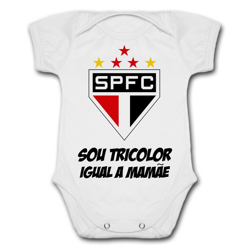 Body de Bebê Personalizado São Paulo Sou Tricolor Igual a Mamãe
