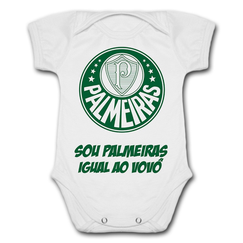 Body de Bebê Personalizado Palmeiras Sou Palmeirense Igual Ao Vovô
