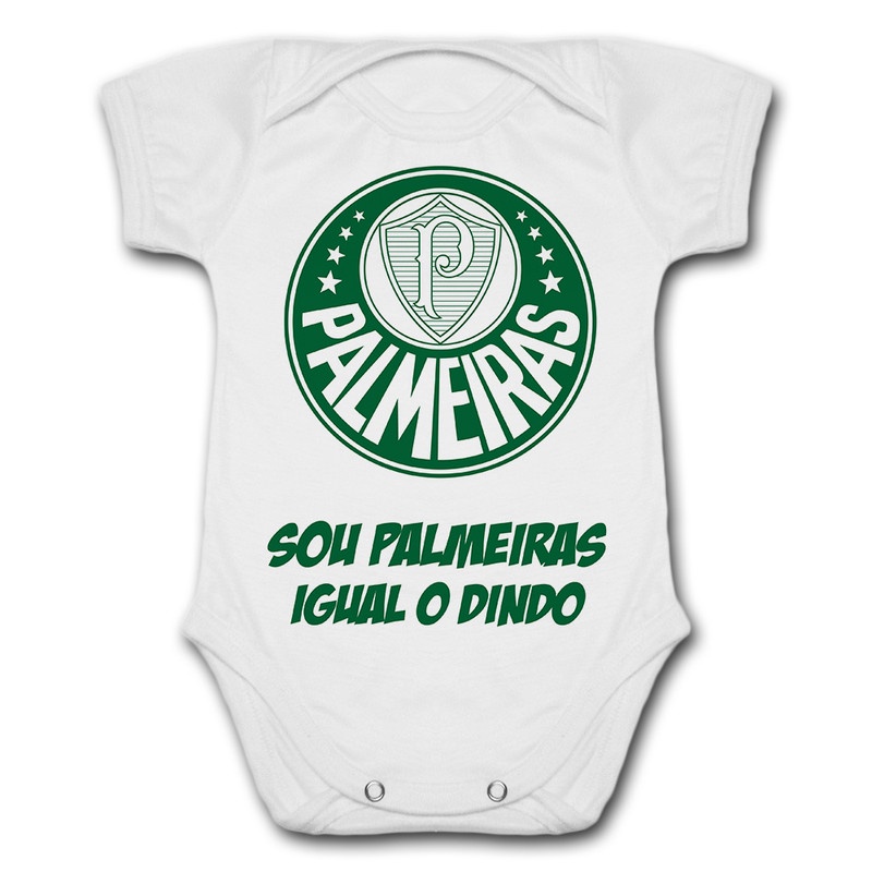 Body de Bebê Personalizado Palmeiras Palmeirense Sou Palmeiras Igual o Dindo