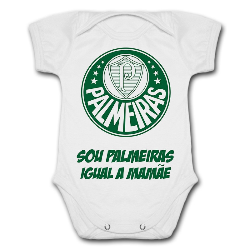 Body de Bebê Personalizado Palmeiras Palmeirense Sou Palmeiras Igual a Mamãe