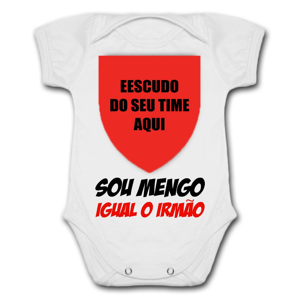 Body de Bebê Personalizado Com Nome e Número Sou M&ng0 Fl4m3ng0 Igual O Irmão