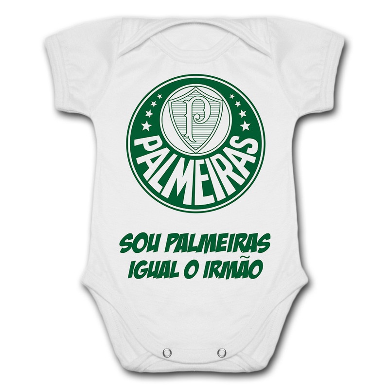 Body de Bebê Personalizado Palmeiras Palmeirense Sou Palmeiras Igual o Irmão