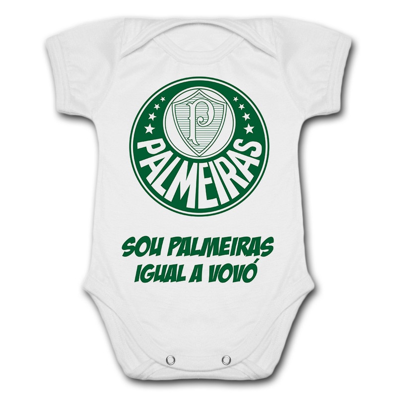 Body de Bebê Personalizado Palmeiras Sou Palmeirense Igual A Vovó
