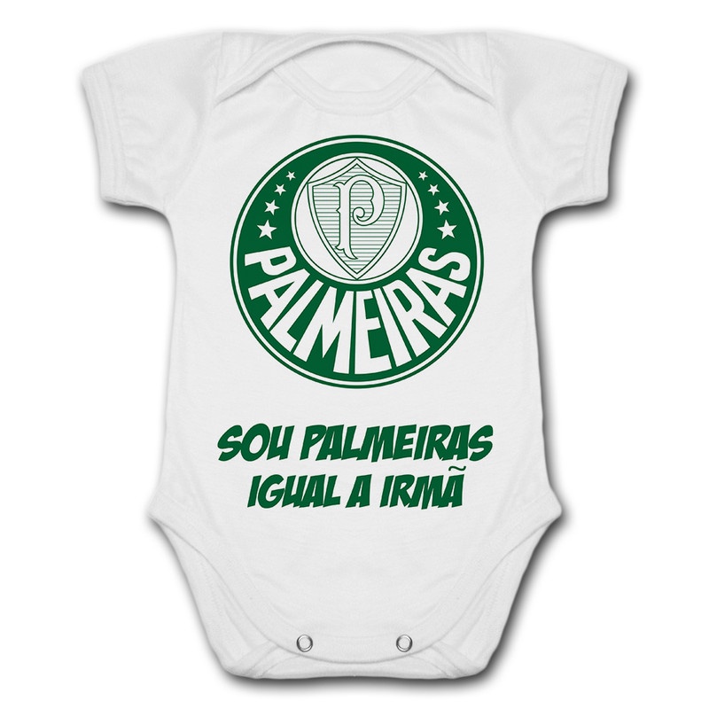 Body de Bebê Personalizado Palmeiras Palmeirense Sou Palmeiras Igual a Irmã